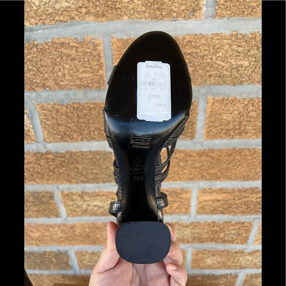 Lanvin Paris cylinder heel pewter shoes 39.5 - Picture 12 of 14